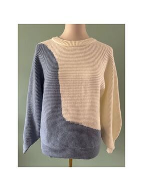 Women's Chic Soul Sweater Size 1X Blue and White